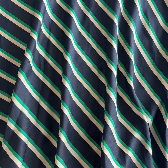 BNWT Ann Taylor A-Line Skirt Women's Size 8 Navy Tan Green Striped Zipper Lined - Picture 2 of 11